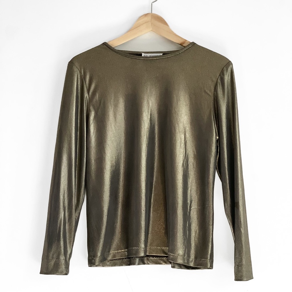 HOLT RENFREW 🪐 vintage long sleeve metallic bronze gold top [ S - M ]